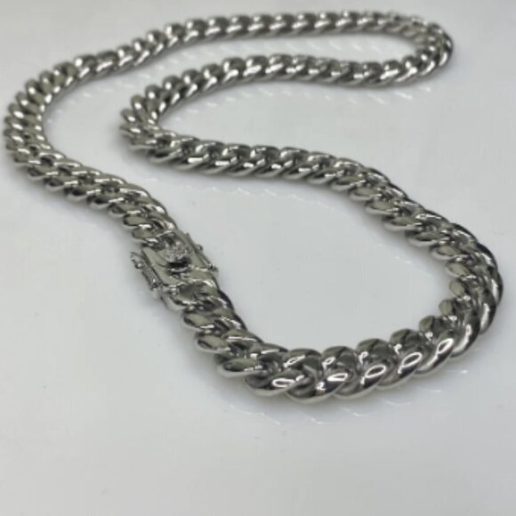 Miami Cuban Curb Link Chain Necklace 316L Stainless Steel - Picture 11 of 11